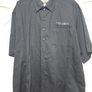Harley-Davidson Black Short Sleeve Button-Down Shirt